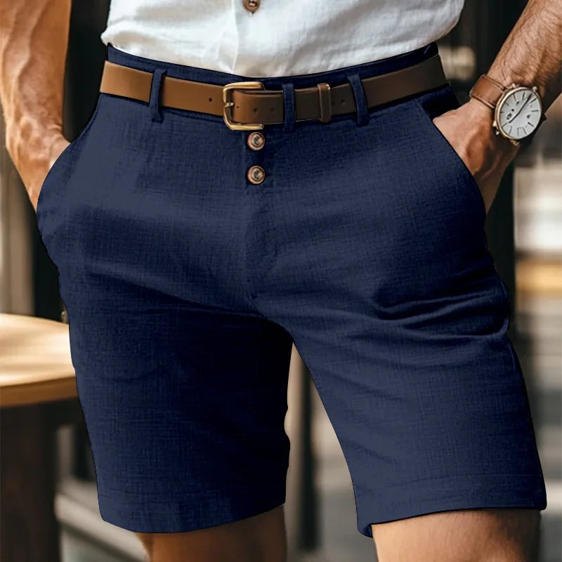 Chemise Lin Homme Été - Casual Boutons Couleur Unie