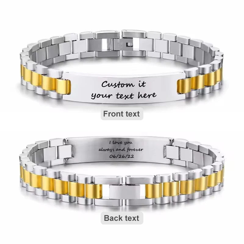 Bracelet ID Personnalisé - Acier Inoxydable Gravé