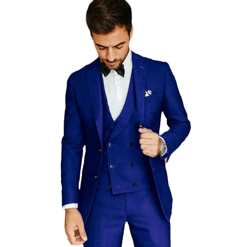 Costume Homme Slim 3 Pièces - Blazer Gilet Pantalon Soirée