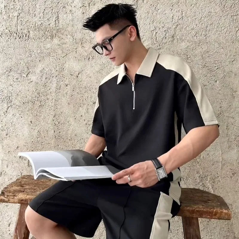 Ensemble Sportswear Homme - Polo Col & Short Élastique Korean