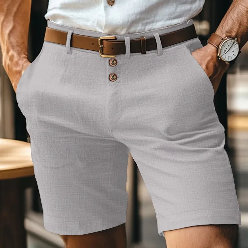 Chemise Lin Homme Été - Casual Boutons Couleur Unie