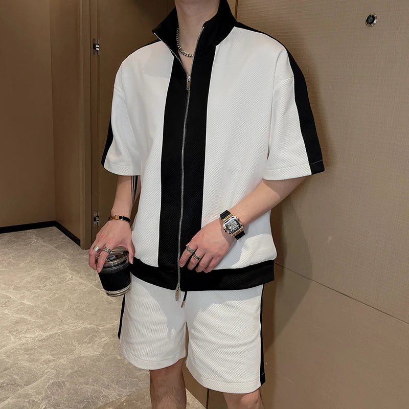 Ensemble 2 Pièces Homme - Polo Contrasté & Short Korean Fit