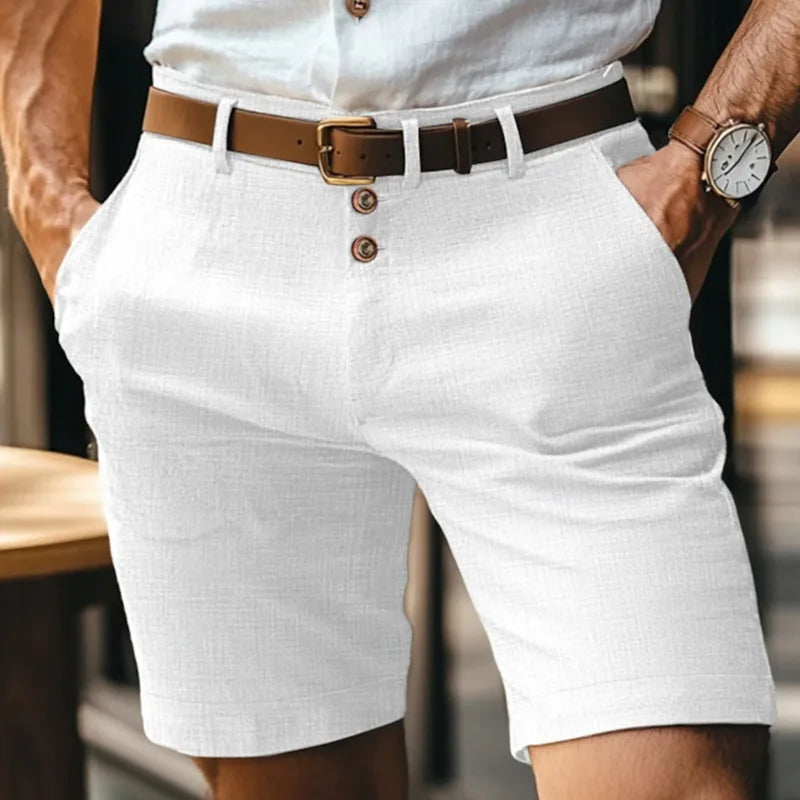 Chemise Lin Homme Été - Casual Boutons Couleur Unie